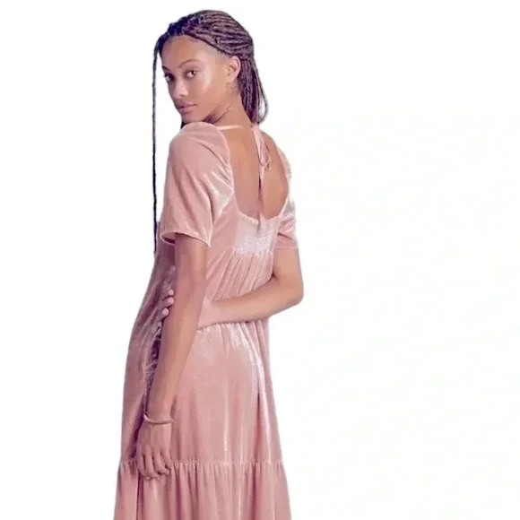NWT Anthropologie Rose Pink Velvet Empire Waist Tiered Midi Dress Size 4P  is available for purchase on au PAY Market - Imported Goods Online Store  Co.Ltd. | au PAY Market - Online